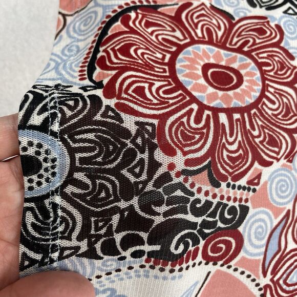 Bisou Bisou Floral Midi Mesh Dress Lace Waist V Neck Cap Sleeve Sheer 90’s Y2K-S - Picture 8 of 10